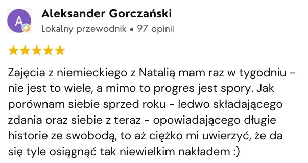 Opinia klienta Google