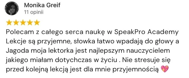 Opinia klienta Google