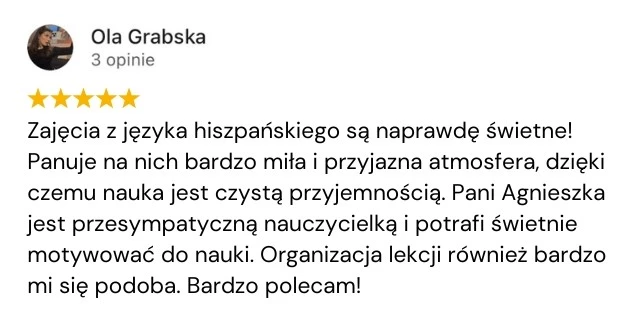 Opinia klienta Google