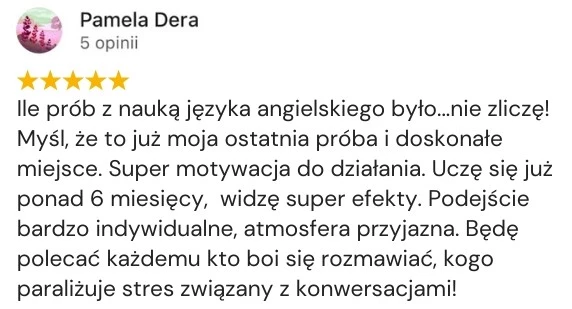 Opinia klienta Google
